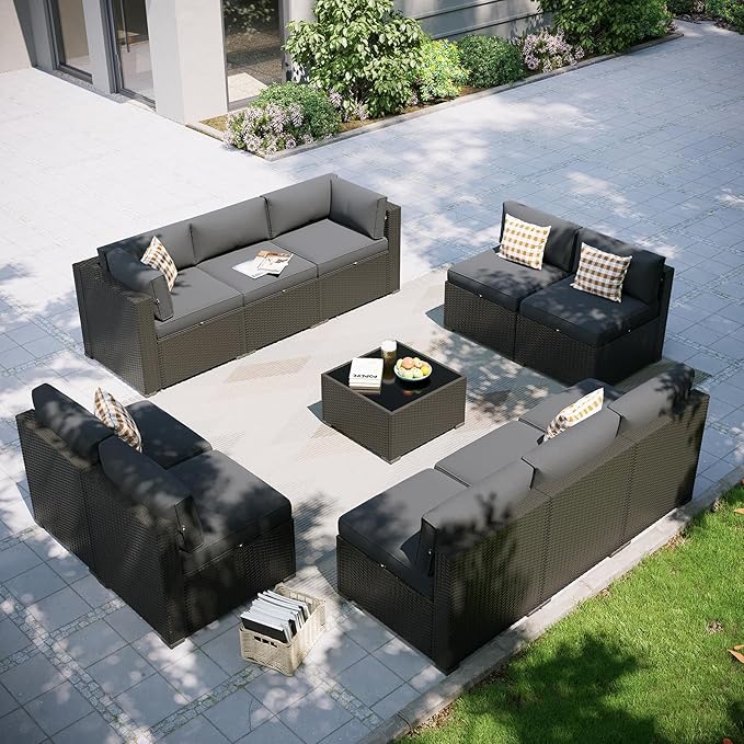 Aoxun Patio Furniture Set, 11 Piece Outdoor Sectional Sofas by Aoxun