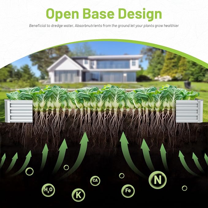 2PCS 8x2x1FT Galvanized Raised Garden Bed, Galvanized Planter Raised Garden - Image 2