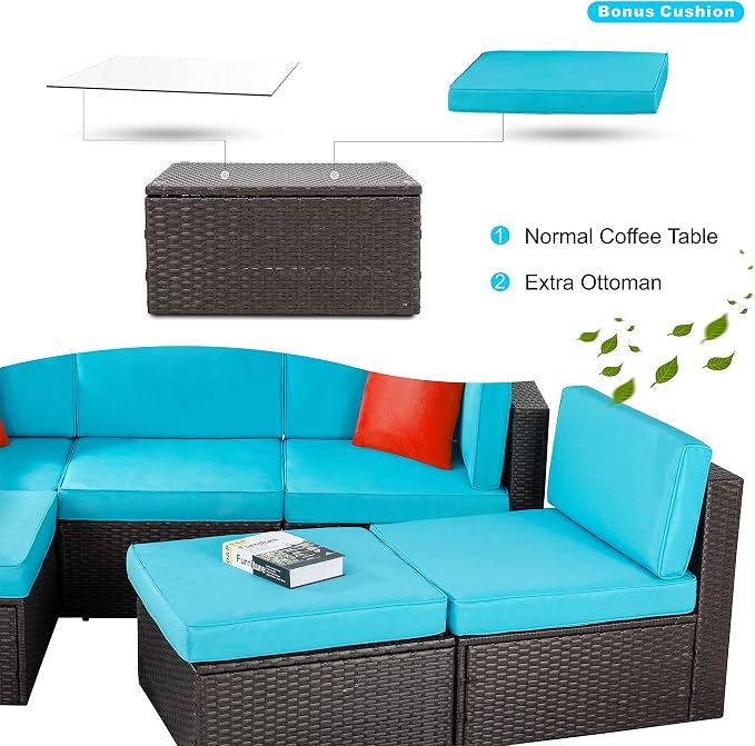 Vongrasig 6 Piece Small Patio Furniture Sets, Outdoor Sectional Sofa All - Image 5
