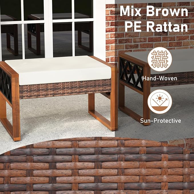 RELAX4LIFE Wicker Outdoor Ottomans - Image 6