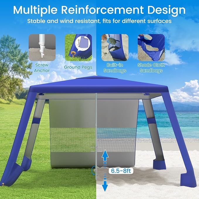 MoKo Beach Cabana, UPF 50+ Protection Easy Setup Beach Tent Sun Shelter - Image 3