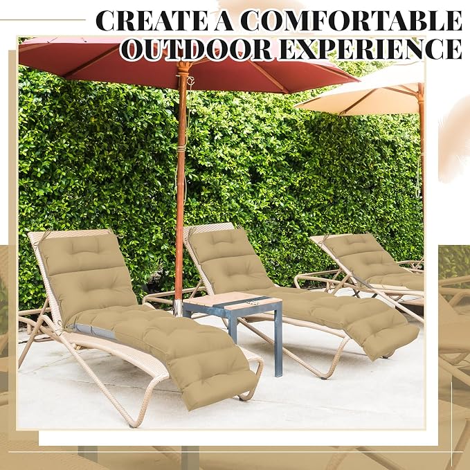 Kigley 2 Pcs Chaise Lounge Cushions 75 x 22 x 5 Inches Soft Brown Lounge Chair - Image 7