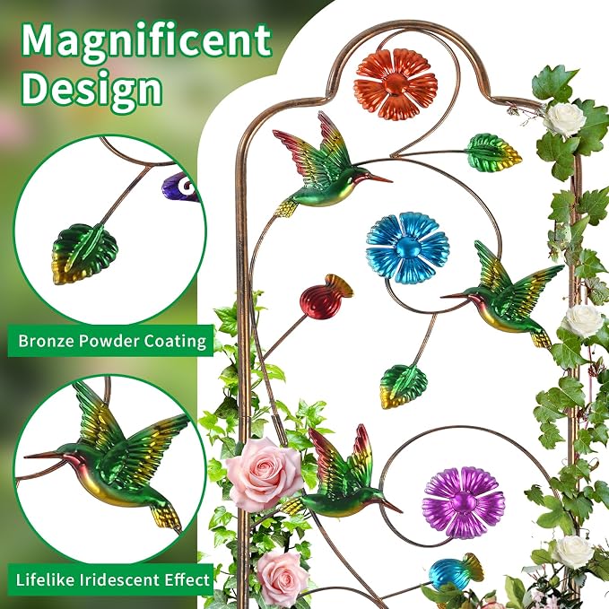 2 Pack Metal Garden Trellis Arched Fence Trellises - Image 3