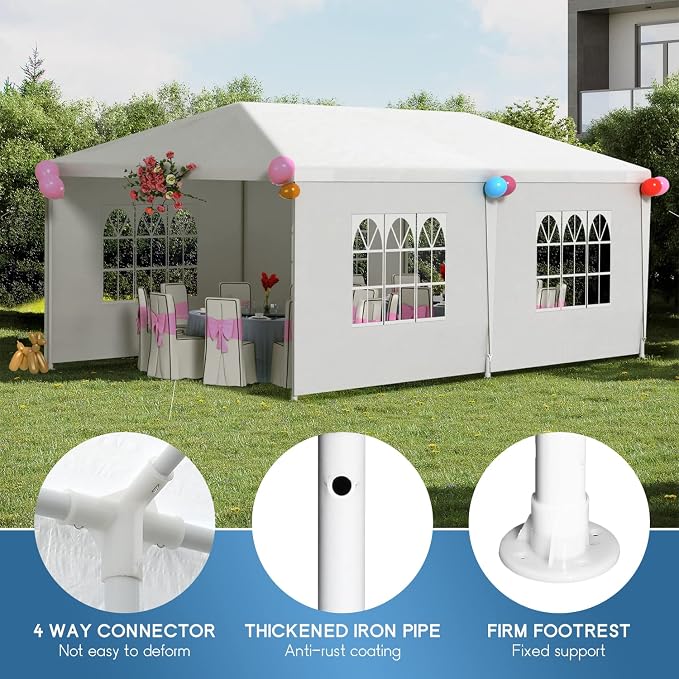 FDW Party Tent 10'x20' Outdoor Canopy Party Wedding Tent Garden Gazebo Pavilion - Image 6