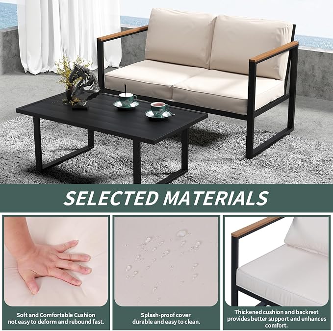 Outdoor Patio Furniture Sets of 4, Metal Patio Conversation Sets - Image 6