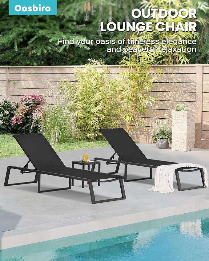 Aluminum Chaise Lounge Outdoor Set of 2, Foldable & Assembly Free Patio Pool - Image 6