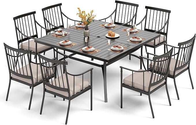 PHI VILLA 9 Pieces Outdoor Dining Set by PHIVILLAThepioneerofcomfortablehouseholdsupplies