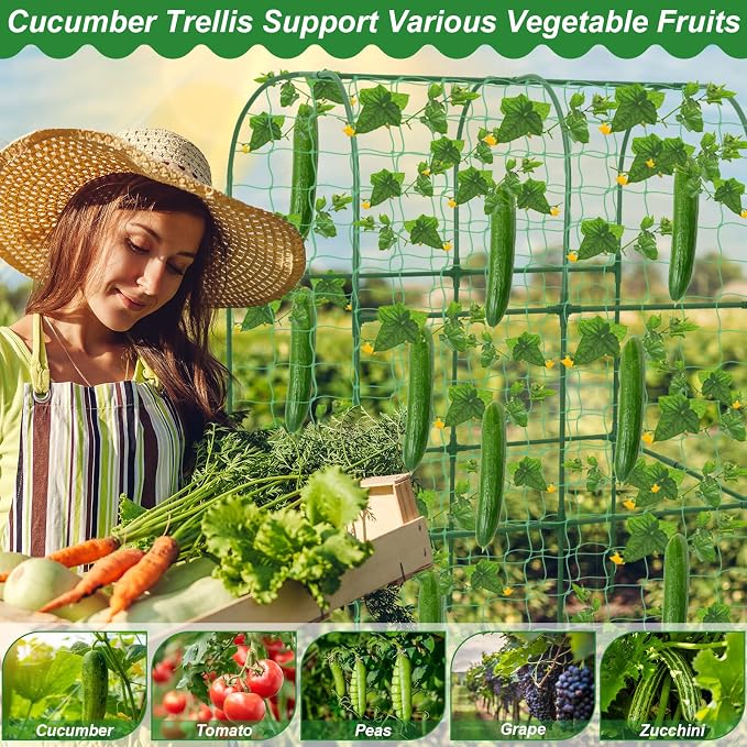 Cucumber Trellis for Raised Bed 50 x 34 Inch U-Shape Garden Trellis for - Image 6