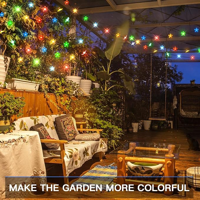 suddus Solar String Lights for Outside, 2 Pack 100 LED Flower Solar Powered - Image 3