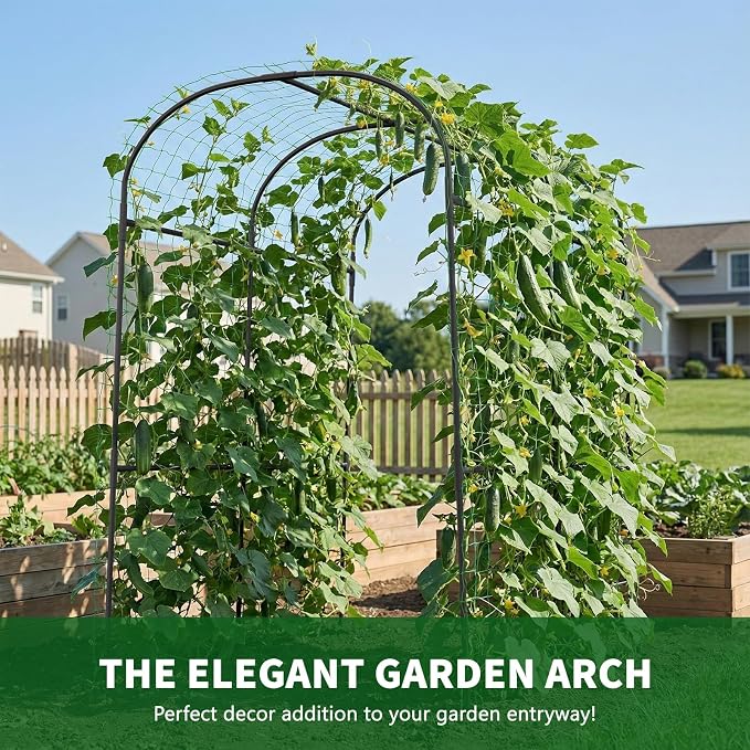 Tall Garden Arch Trellis for Climbing Plants, 83in Tall Metal Plant Support - Image 2