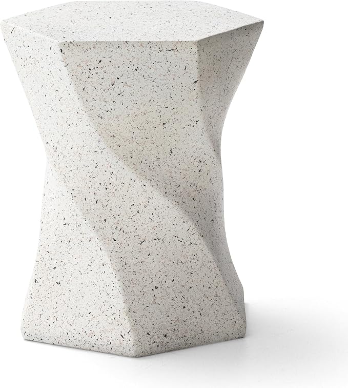 Glitzhome Outdoor Side Table, 17.75" H Decorative Garden Stool MGO Twist Faux by Glitzhome