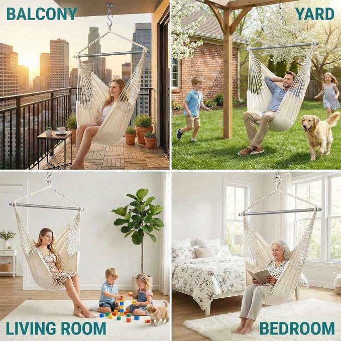 ADVOKAIR Hammock Chair Swing, Heavy-Duty Hanging Rope Swing Seat Supports 500 - Image 7