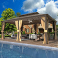 EROMMY 12'x18' Hardtop Gazebo, Galvanized Steel Double Roof Metal Gazebos by EROMMY