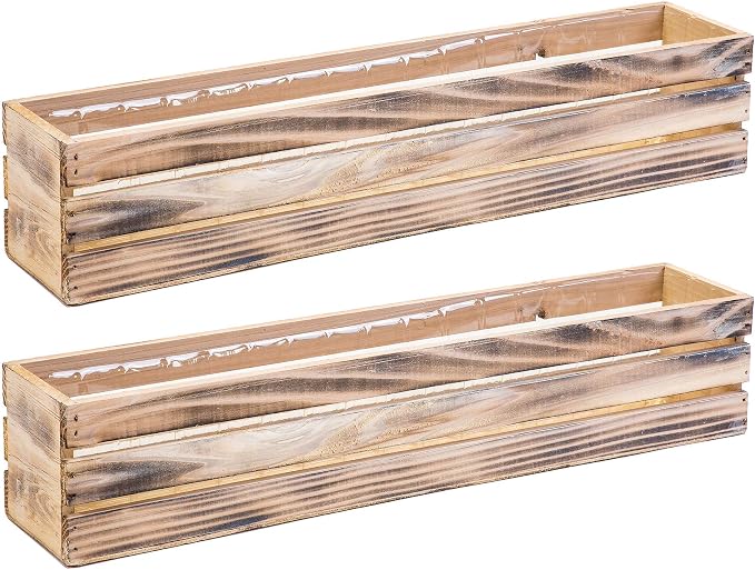 20" Rectangular Rustic Wood Planter by Unknown
