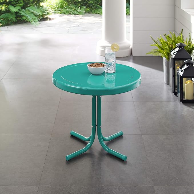 Crosley Furniture Griffith Weather Resistant Retro Metal Outdoor Side Table - Image 8