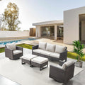 Belord Wicker Patio Furniture 5 Piece Outdoor Sofa Set, Oversize Outdoor Swivel by Belord