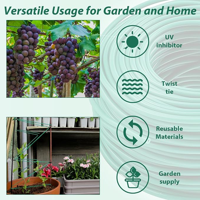 YDSL 100 Feet Soft Tie for Plants, 3 Pack Green Twist Garden Ties Gardening - Image 6