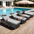 Outdoor Chaise Lounge with Adjustable Backrest Set of 4, 6-Position Reclining by ZZWHOM