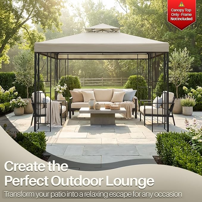 Flexzion Gazebo Cover Replacement Canopy Top 12x12 Ft - Image 2