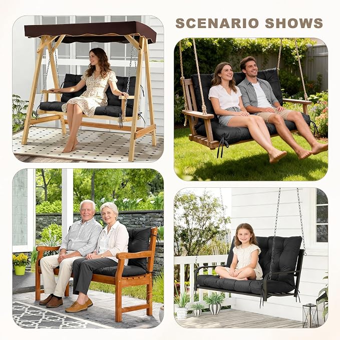 Porch Swing Cushion with Backrest, Waterproof Bench Cushion - Image 7