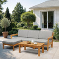 VINGLI 5 Pieces Wood Patio Furniture L-Shaped Outdoor Sectional Sofa Set by VINGLI