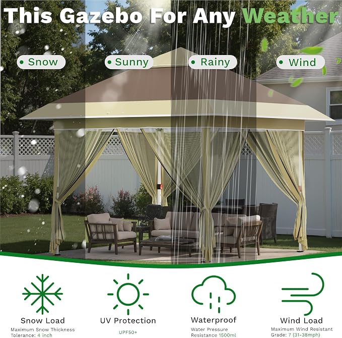 Devoko 12x12 Pop Up Gazebo Canopy Tent - Image 4