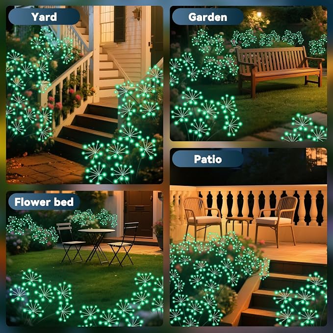 Solar Garden Lights 2 Pack Waterproof Swaying Starburst Light Solar Outdoor - Image 6