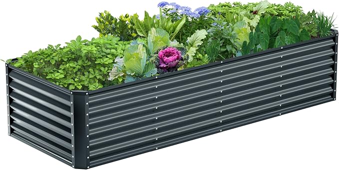 8x2x2FT Galvanized Raised Garden Bed, Galvanized Planter Boxes Outdoor by AyenGuard
