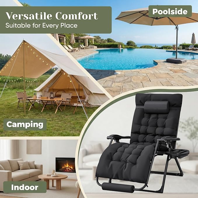 Homall Oversized Zero Gravity Chair, Adjustable Anti Gravity Chair Folding - Image 7