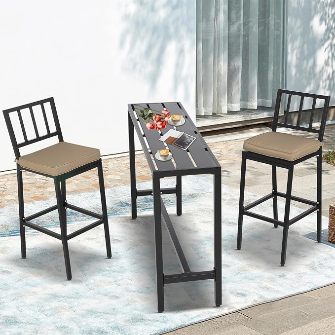3-Piece Outdoor Patio Bar Set, Bar Height Patio Dining Set, Weather-Resistant - Image 6