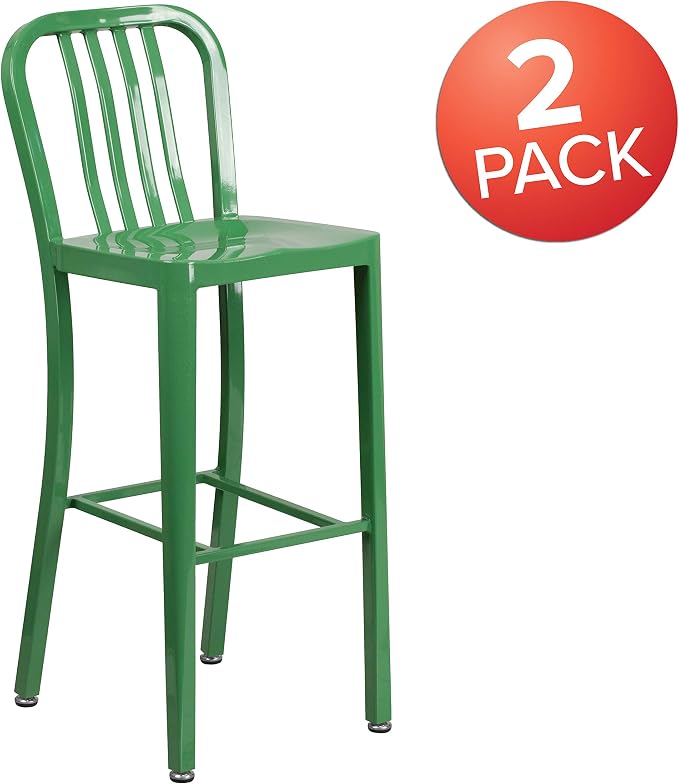 Flash Furniture Gael Commercial Grade 2 Pack 30" High Green Metal - Image 4