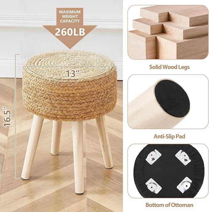 Cpintltr Round Ottoman Footstool Foot Stool Pouf Ottomans - Image 5