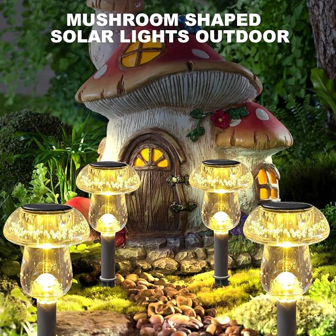 Solar Lights Outdoor, 8 Pack Mushroom Lights Outside Waterproof, Solar Powered - Image 2