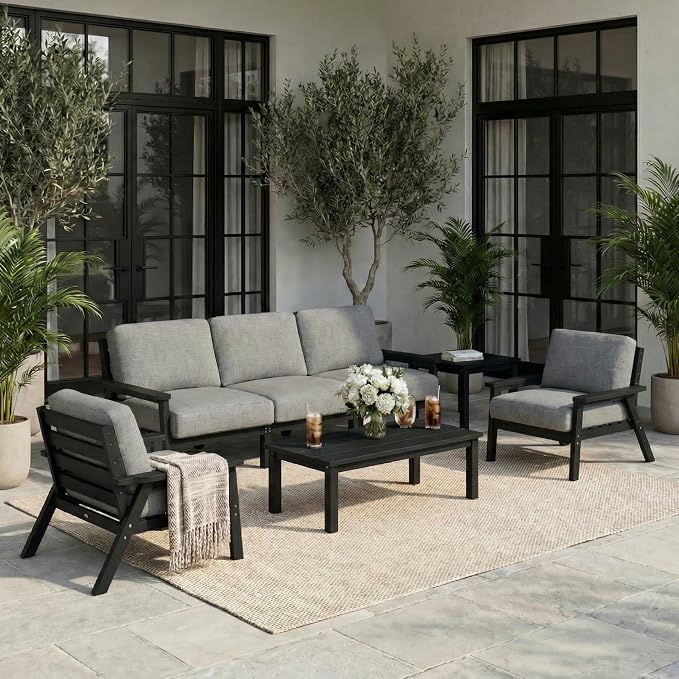 HDPE 5 Piece Patio Furniture Set, Outdoor Couch by YourPerfectOutdoorEscape