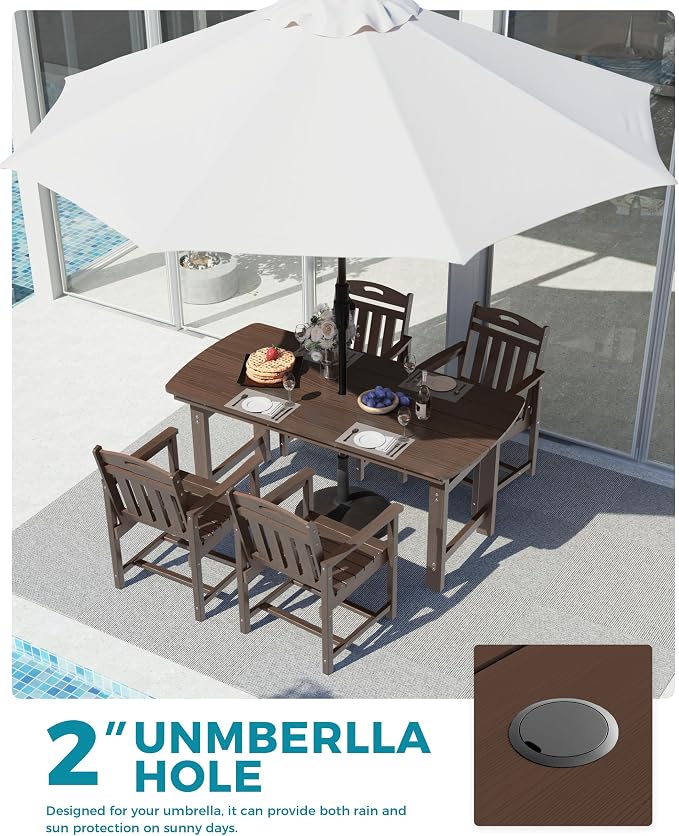 Ciokea HDPE Outdoor Dining Set, 5-Piece Patio Table and Chairs Set - Image 4