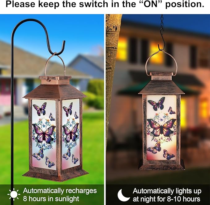 Solar Lantern Outdoor Waterproof Butterfly Garden Decor Birthday Gifts - Image 4