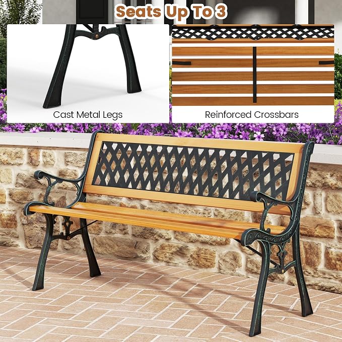 Tangkula Outdoor Garden Bench Park Bench, Patio Bench Chair - Image 6