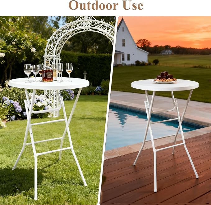 Folding Round Table, 32in Cocktail Table, High Top Table - Image 5