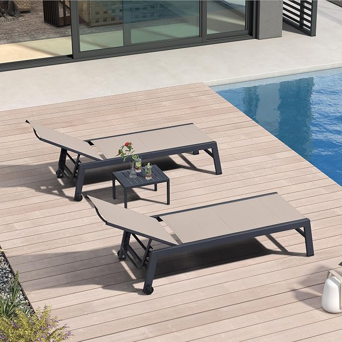 PURPLE LEAF Outdoor Chaise Lounge Set of 2 Aluminum Patio Lounge Chair - Image 3