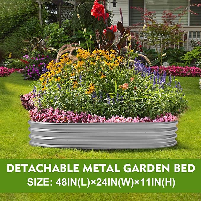GADI Metal Raised Garden Bed 2Sets Galvanized Planter Box - Image 2