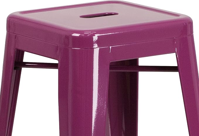 Flash Furniture Commercial Grade 30" High Backless Purple Indoor-Outdoor - Image 7