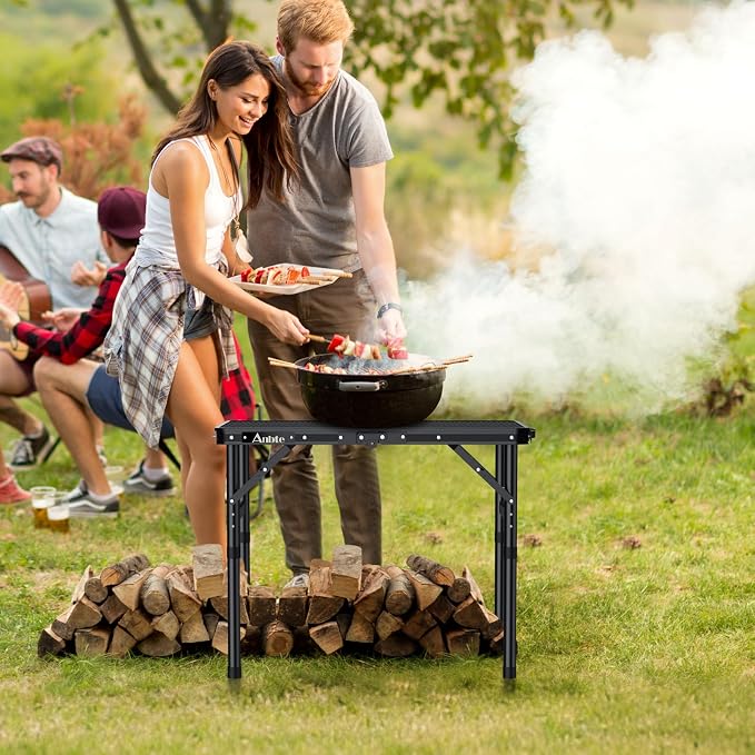 Anbte Folding Grill Table, Aluminum Camping Table Adjustable Height Max 27.5" - Image 7