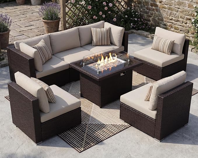 NICESOUL 7 Piece Outdoor Patio Furniture Set by NICESOUL