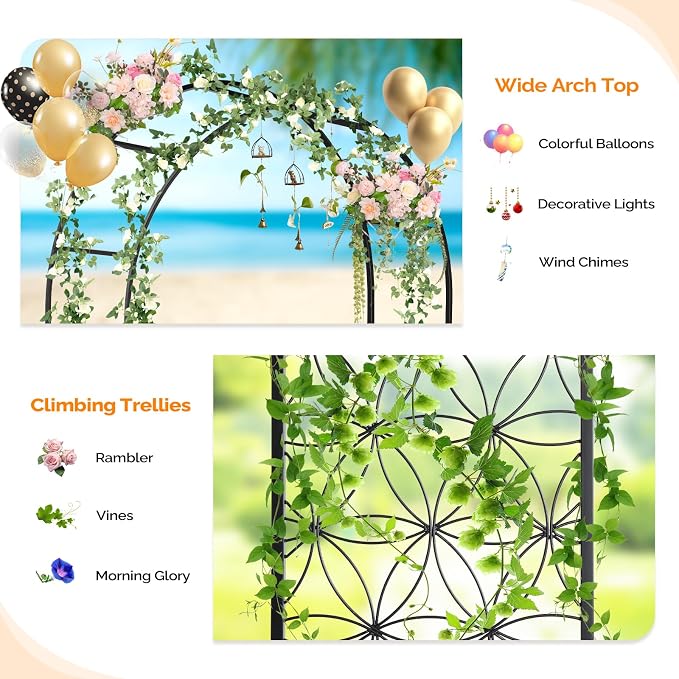 VINGLI Garden Arch Trellis, 7.6ft Garden Arch - Image 4