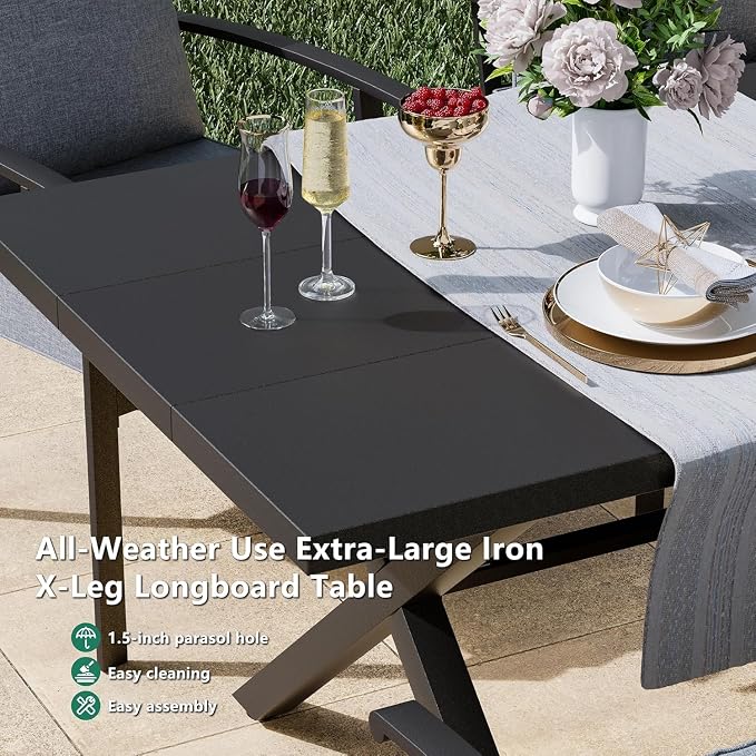 Kullavik 14 PCS Outdoor Dining Table Set - Image 6