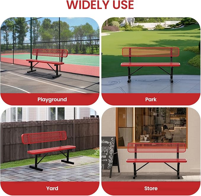 6 Feet Steel Park Bench for Outside, Outdoor Bench - Image 8