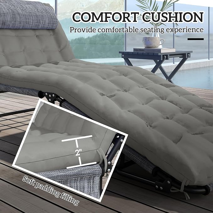 Outsunny Folding Chaise Lounge - Image 7