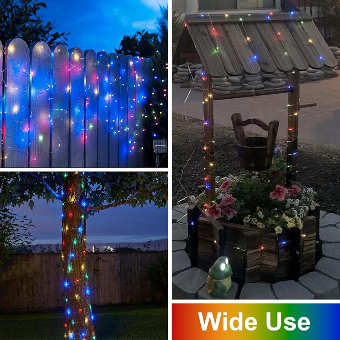 QITONG 4 Pack Solar Fairy Lights, Each 33ft 100 LED Multicolor Christmas String - Image 8