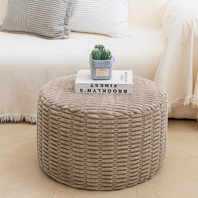 Asuprui Pouf Ottoman Stuffed Round Modern Foam Filled Ottoman Foot Rest Poufs - Image 9