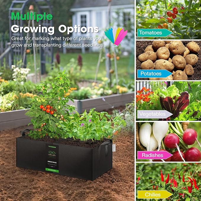 VIVOSUN 3-Pack 2-Grid 10 Gallon Grow Bags, Heavy Duty Square Plant Grow Pots - Image 6